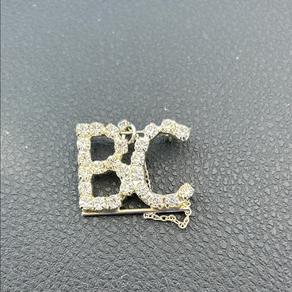 BC Rhinestone Brooch Pin with Safety Chain